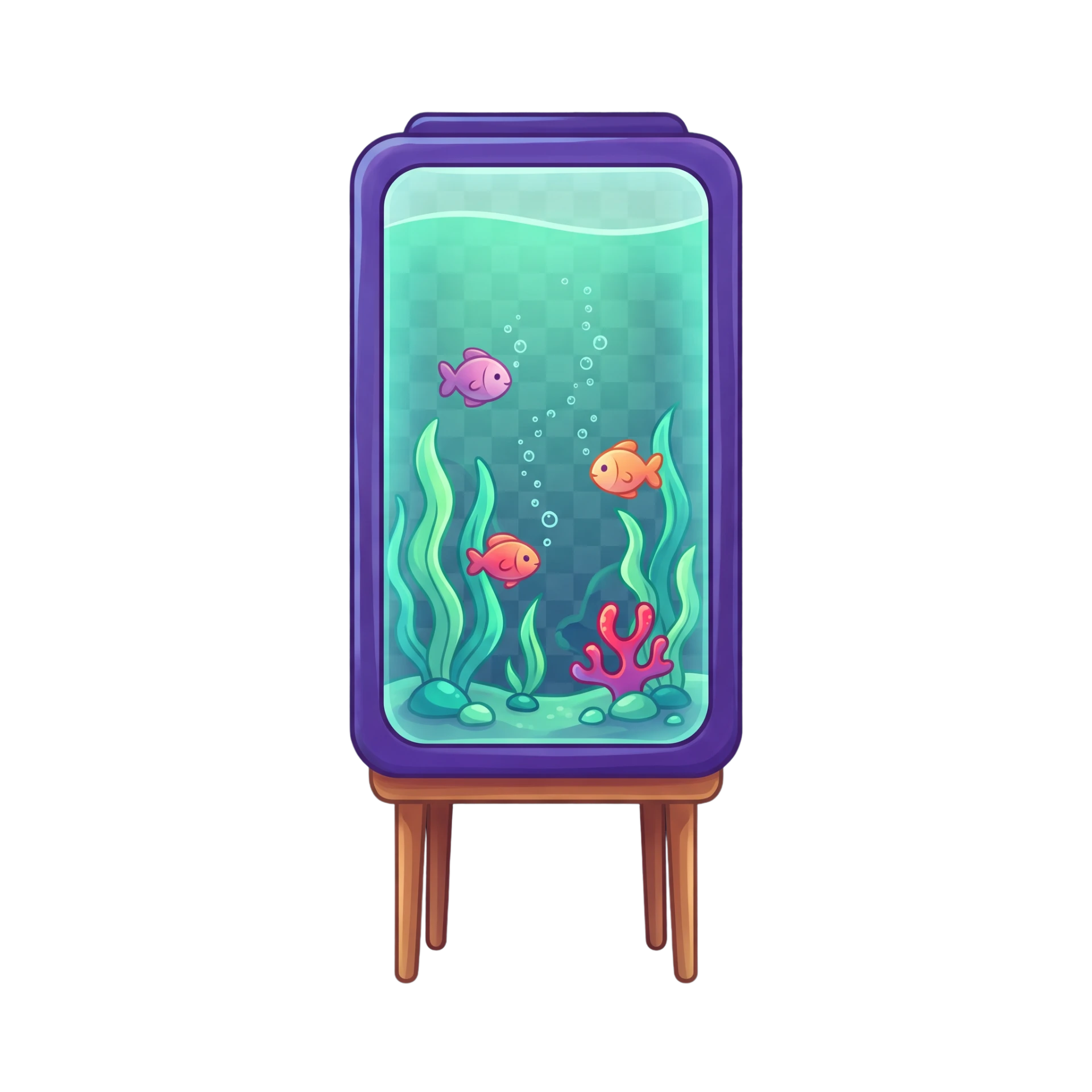 Tall glowing fish tank