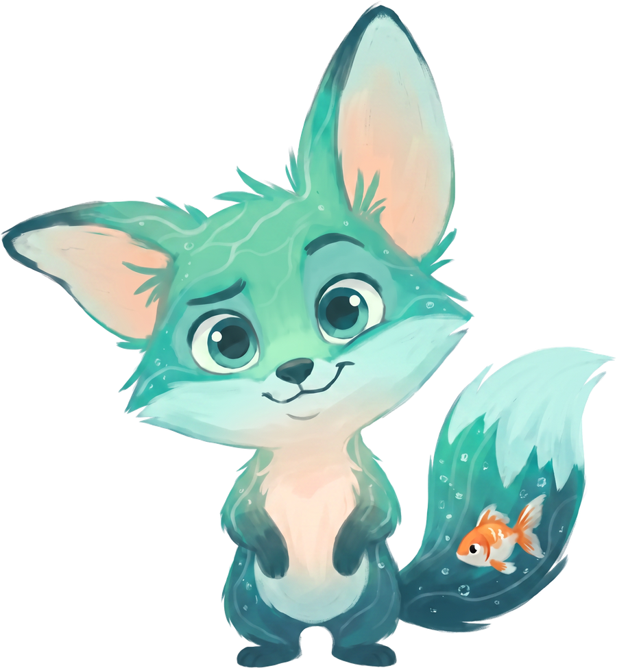 A tidepool fox with a goldfish in its tail