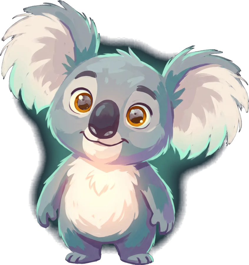 A soft grey koala with fluffy ears